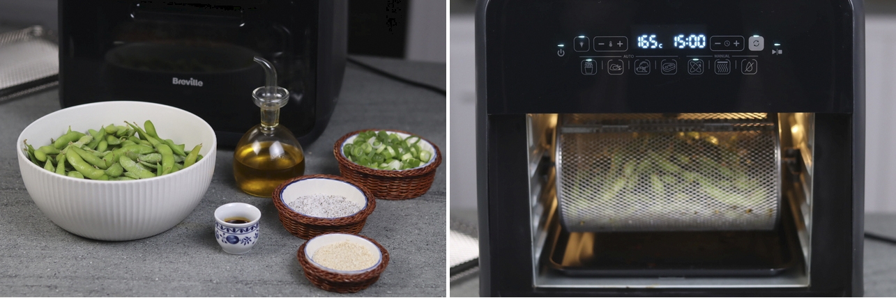 Somon teriyaki si edamame pastai la airfryer